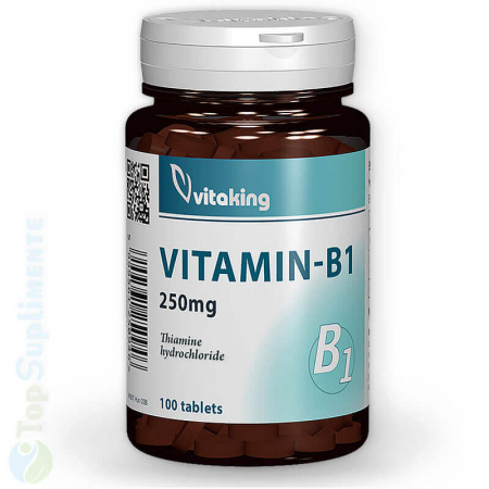 Vitamina B1 tiamina 250mg pastile sistem nervos dispozitie Vitaking 100cps TopSuplimente
