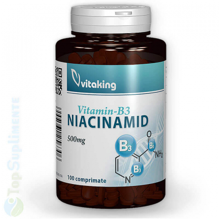 Vitamina B3 niacinamida 500mg pastile ficat eliminare alcool memorie Vitaking 100cps TopSuplimente