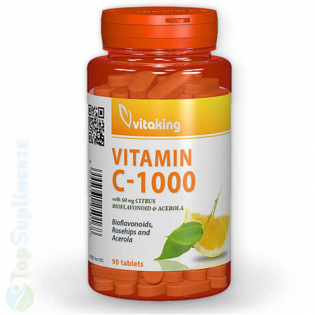 Suplimente antioxidanti - Vitamina C 1000 bioflavonoide acerola macese Vitaking 90tab TopSuplimente