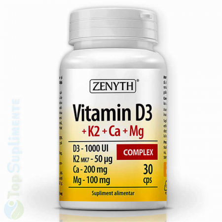 Suplimente alimentare - Vitamina D3 K2 Calciu Magneziu pastile oase muschi inima Zenyth 30 capsule TopSuplimente