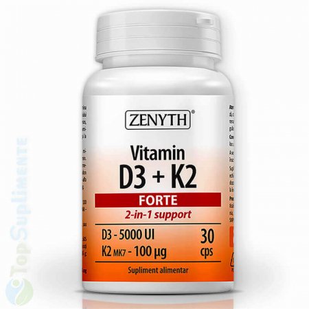 Vitamine pentru inima - Vitamina D3 K2 Forte pastile capsule imunitate oase Zenyth 30cps TopSuplimente
