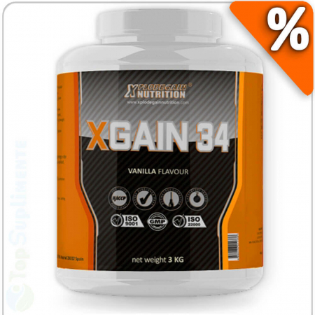 X Gain 34 proteine, carbohidrați, creatină, aminoacizi BCAA, L-glutamină, creștere masă musculară (Xplode Gain) [0]