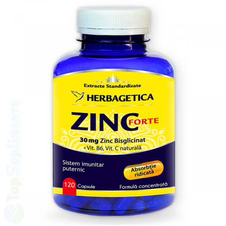 Suplimente alimentare - Zinc Forte pastile imunitate oboseala vitamina C B6 Herbagetica - TopSuplimente