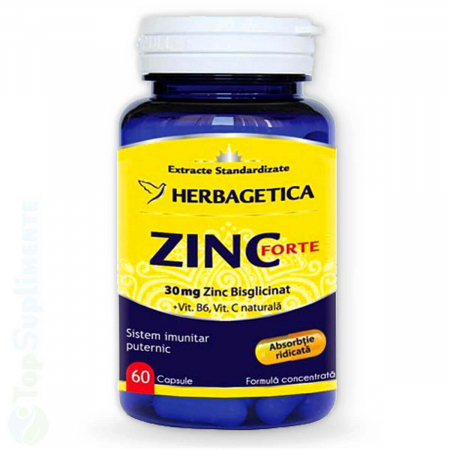 Suplimente alimentare - Zinc Forte pastile imunitate oboseala vitamina C B6 Herbagetica - TopSuplimente