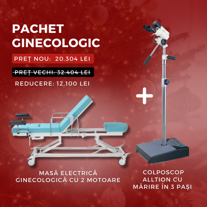 Pachet ginecologic - Masă electrică pentru consultații și intervenții ginecologice cu 2 motoare, Materneum Optium + Colposcop Alltion AC-1310 cu marire in 3 pasi [1]