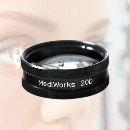 Lentile de diagnostic - Lentilă MediWorks 20D – Examinare Retiniană Detaliată cu Biomicroscop