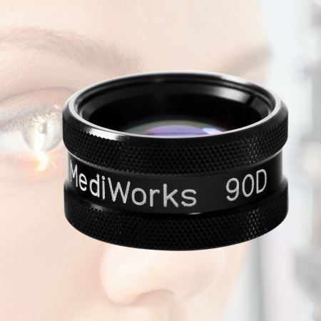Lentile de diagnostic - Lentilă MediWorks 90D – Examinare Retiniană Detaliată cu Biomicroscop