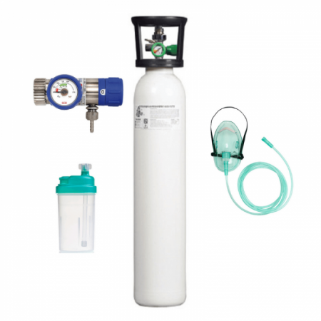 Butelii oxigen medical - Set Oxigenoterapie cu butelie oxigen medical 3 litri, reductor de presiune, umidificator & masca