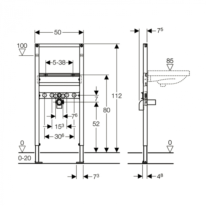 Rama Geberit Duofix pentru lavoar 112 cm [2]