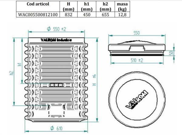 Camin apometru eco  D550 H=800 instalatie 3/4" capac [2]
