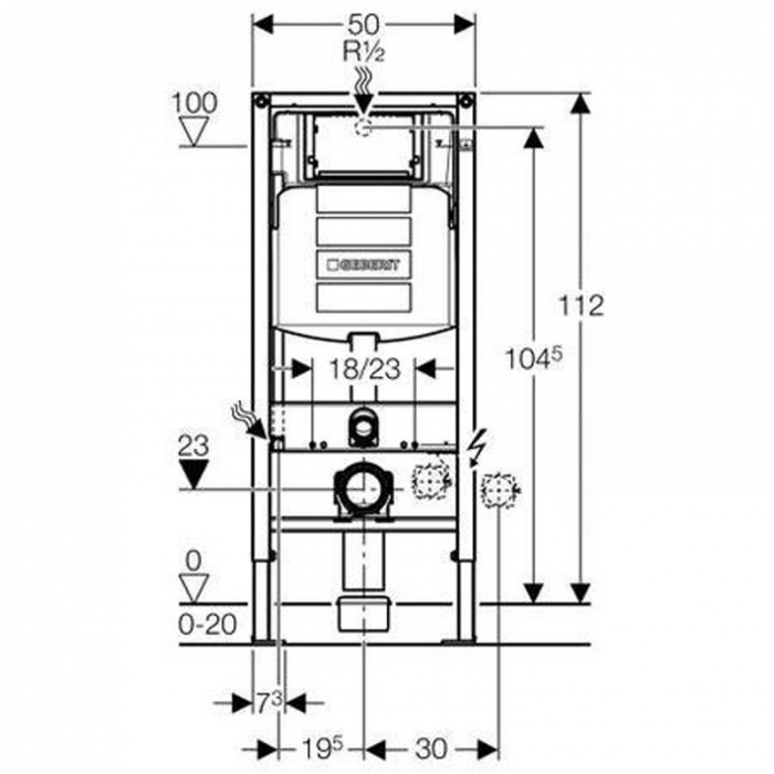 Rezervor WC incastrat Geberit Duofix Sigma  6 - 7. 5 L, 50 x 112 cm [2]