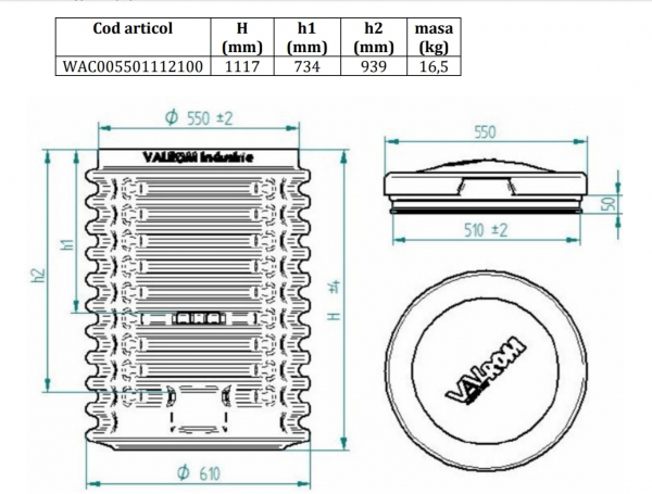 Camin apometru eco D550 H=1100 instalatie 3/4" capac [2]