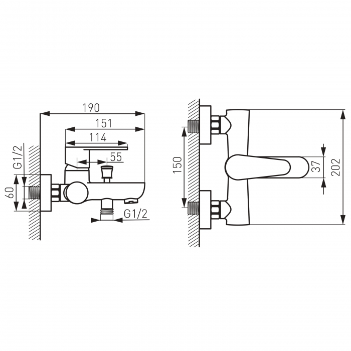 Pachet Rondo - set de dus cu dus fix si dus mobil culisant + Algeo - Baterie perete cada-dus, fara accesorii [4]