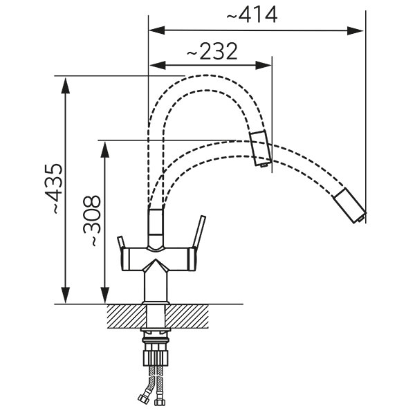 Baterie inalta pentru chiuveta cu apa filtrata, negru/crom FERRO BFT41B [2]
