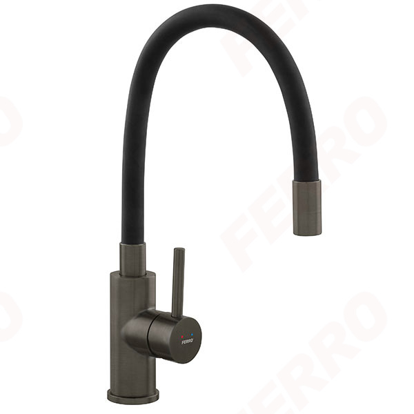 Baterie stativa bucatarie cu pipa flexibila, gun metal FERRO BZA4BSSGM [2]