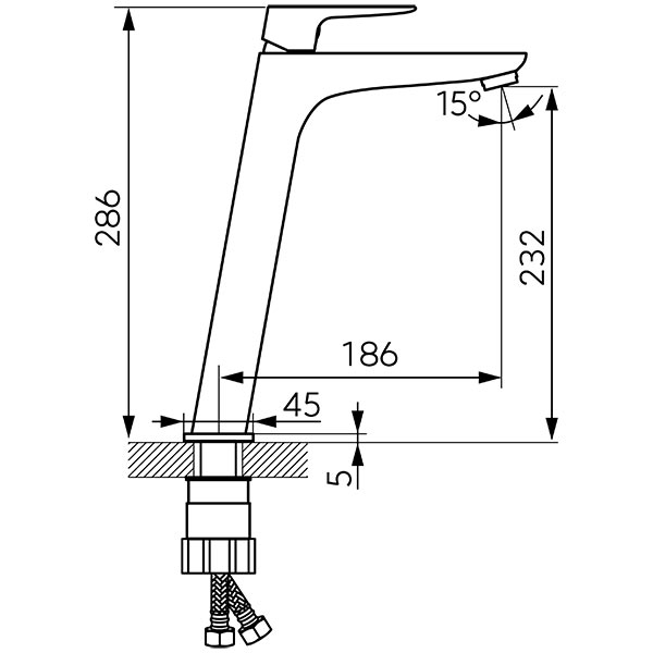 Baterie stativa pentru lavoar inalt FERRO Vitto Verdeline Gun Metal BVI2LVLGM [2]