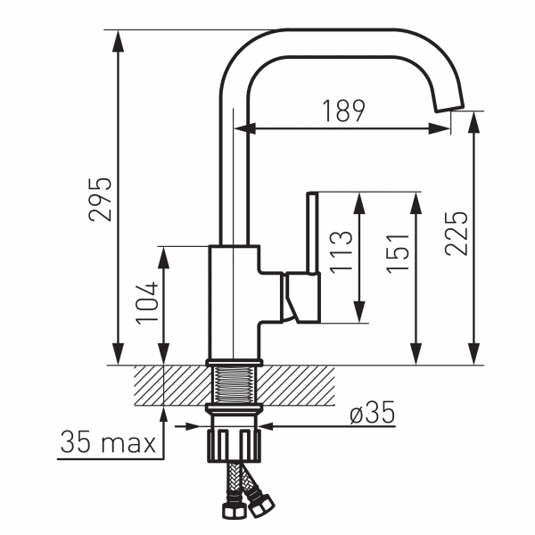 Set Chiuveta bucatarie Ferro Mezzo II 1 Cuva 580 x 480 mm NISIP si Baterie Ferro FREYA stativa bucatarie BRF42S [2]