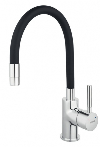 Set chiuveta granit Ferro , 1 cuva grafit, 58x48, cu baterie flexibila Ferro neagra [4]