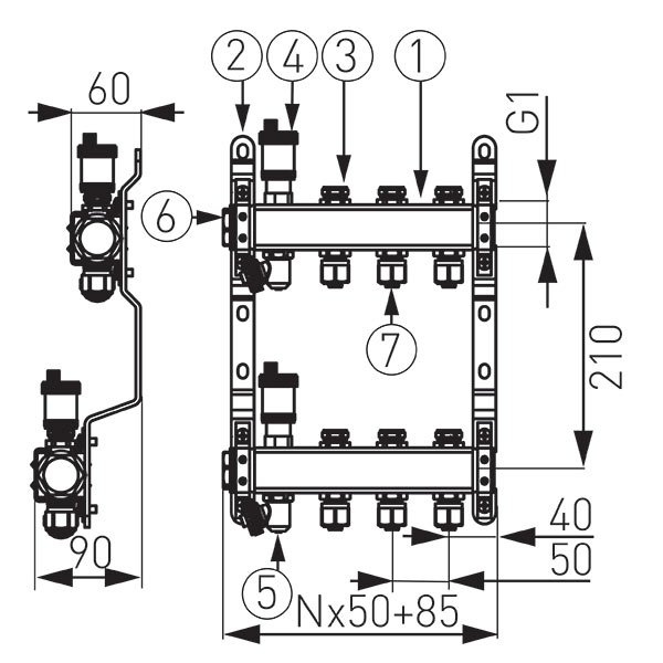 Distribuitor-colector pentru calorifere FERRO SN-RO08S [2]