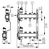 Distribuitor-colector tip SN-ROU 1 cu 11  cai pentru calorifere si fara euroconi [2]