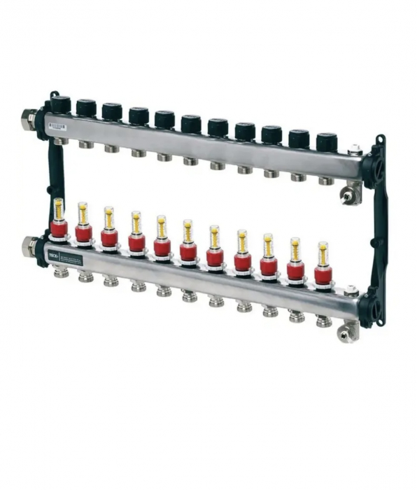 Distribuitor incalzire pardoseala, Tece 77310011, otel, filet interior, 11 cai, 1" [1]