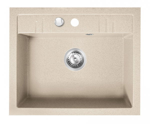 Set Chiuveta bucatarie Ferro Mezzo II 1 Cuva 580 x 480 mm NISIP si Baterie Ferro Zumba cu Pipa Flexibila [3]