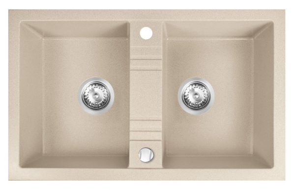 Set Chiuveta bucatarie Ferro Mezzo II 2 Cuve 78x48 cm NISIP si Baterie Ferro Lugio BLG4 Crom [3]