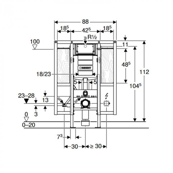 ELEMENT DE INSTALARE GEBERIT DUOFIX WC SUSPENDAT 112 CM REZERVOR INCASTRAT SIGMA 12 CM ACCES LIBER MANERE SPRIJIN SI SUSTINERE [4]