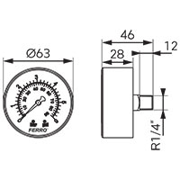 Manometru axial FERRO M6306A 1/4'' [2]