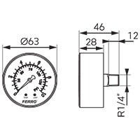 Manometru axial FERRO M6310A 1/4'' [2]