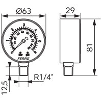 Manometru radial FERRO M6306R 1/4'' [2]