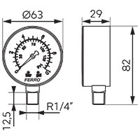 Manometru radial FERRO M6310R 1/4'' [2]