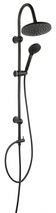 Pachet Rondo Black - set bara dus cu suport culisant, dus fix si para dus mobila + Zicco Black - Baterie perete dus  NP21-BL+BZI7BL [2]