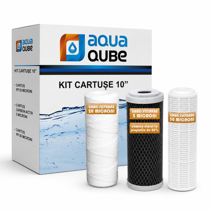 Pachet filtru de apa triplu 10''x3/4'' AQUAQUBE + 1 set de filtre [3]