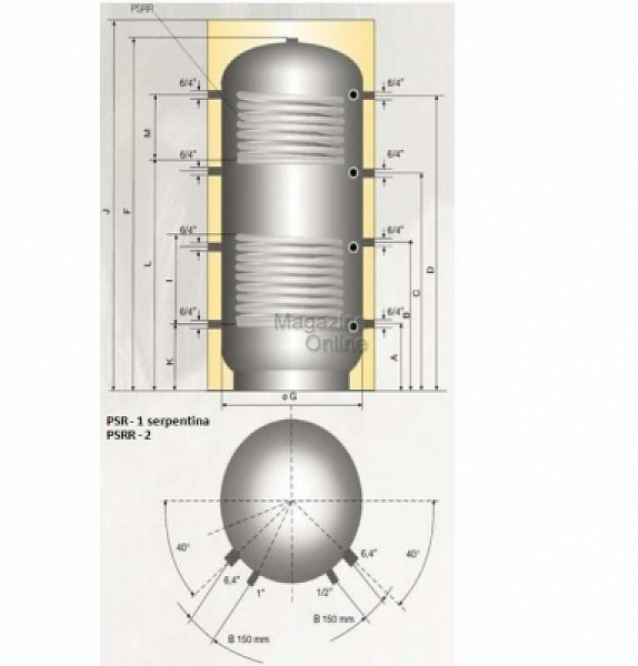Austria Email Puffer - acumulator de apa calda, 1000 litri, o serpentina, Austria Email PSR 1000 [2]