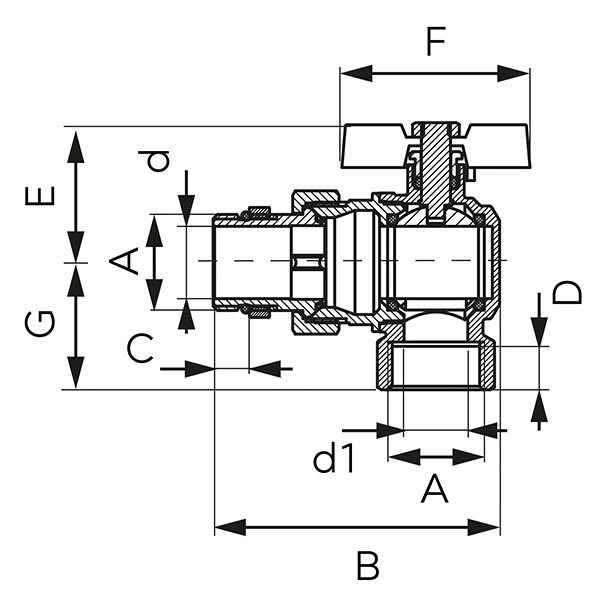 Robinet coltar bila cu olandez 1'' FERRO F-Power [2]