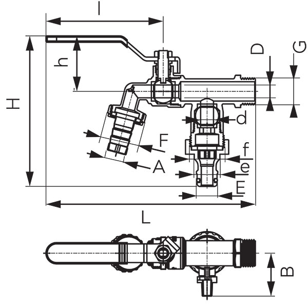 Robinet cu bila F-Comfort dublu serviciu, cu doua iesiri 1/2'' FERRO [2]
