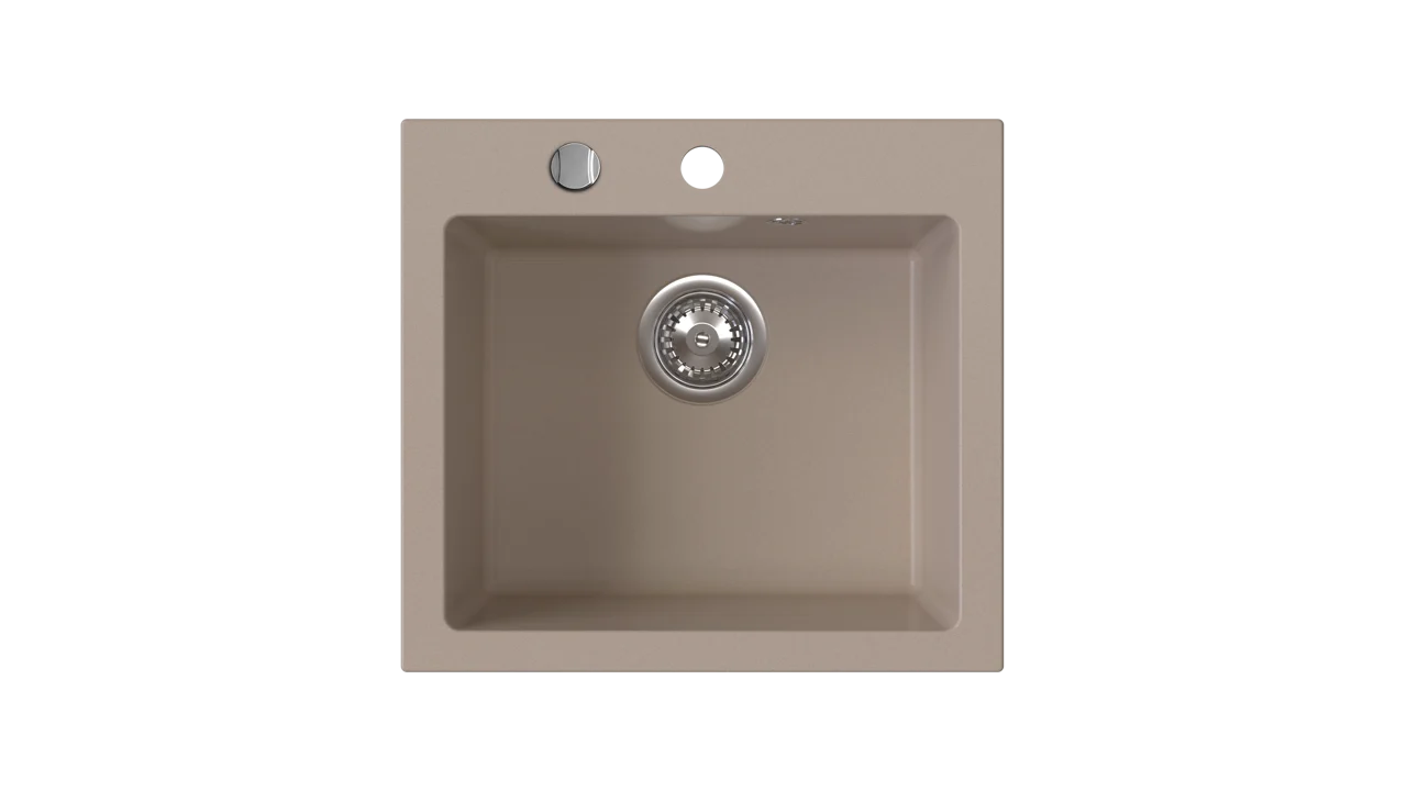 Set Chiuvetă bucătărie din granit, o cuvă, 45 × 49 cm FERRO STAMPO Nisip, adâncime cuvă 205 mm+Baterie flexibila FERRO [2]