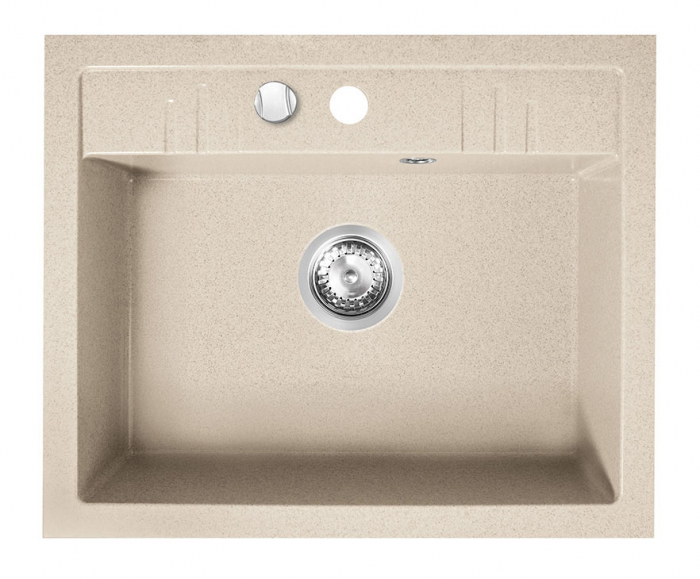 Set Chiuveta bucatarie Ferro Mezzo II 1 Cuva 580 x 480 mm NISIP si Baterie Ferro FREYA stativa bucatarie  cu dus extractibil BFR8S [5]