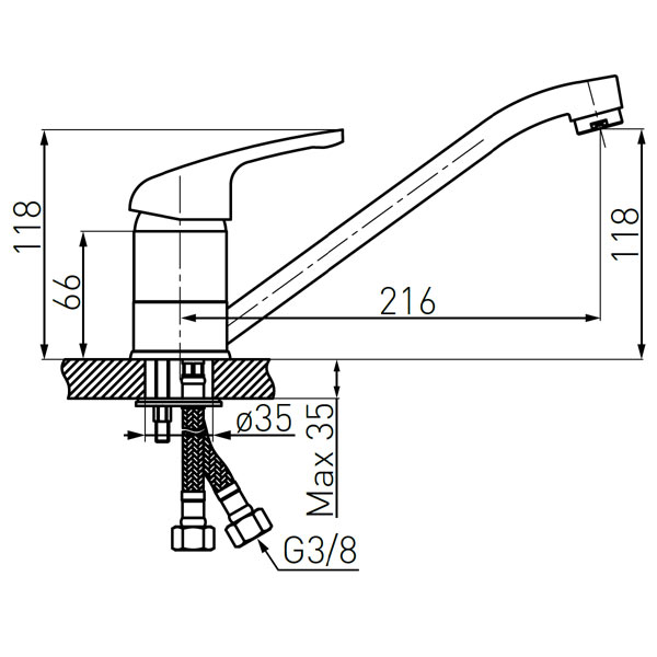 Set Chiuveta bucatarie Ferro Mezzo II 1 Cuva Rotunda 51 cm GRAFIT si Baterie Ferro FREYA stativa bucatarie BRF4B [2]