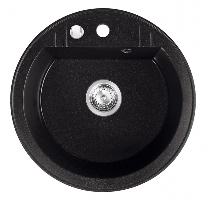 Set Chiuveta bucatarie Ferro Mezzo II 1 Cuva Rotunda 51 cm GRAFIT si Baterie Ferro NERO cu Pipa Flexibila [2]