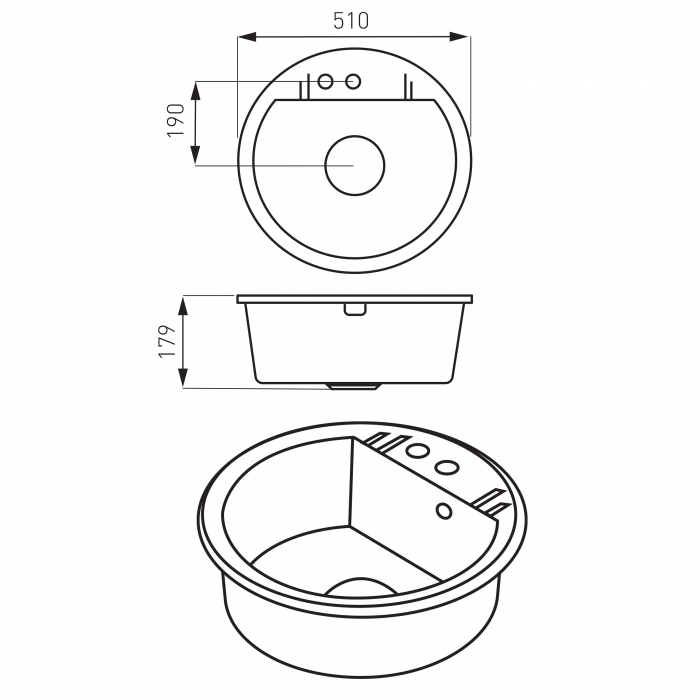 Set Chiuveta bucatarie Ferro Mezzo II 1 Cuva Rotunda 51 cm si Baterie Ferro Lugio BLG4 Crom [2]