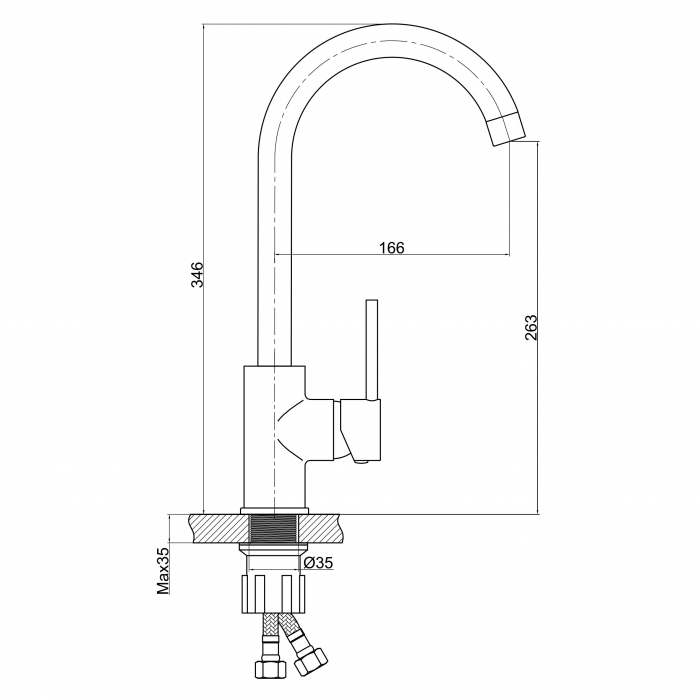 Set Chiuveta bucatarie Ferro Mezzo II 1 Cuva si Picurator 78x48 cm GRAFIT si Baterie Ferro FREYA stativa bucatarie BRF41B [2]