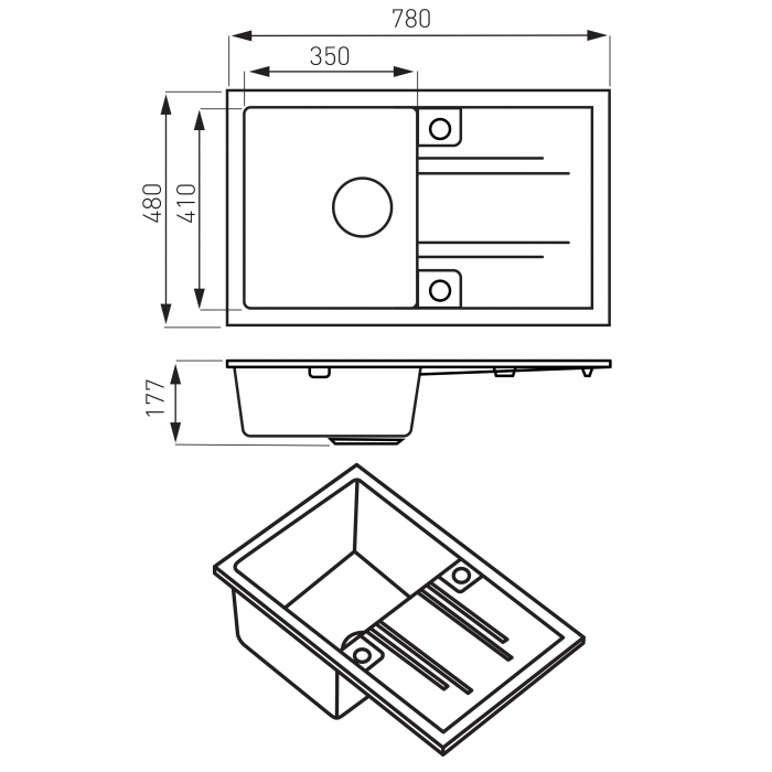 Set Chiuveta bucatarie Ferro Mezzo II 1 Cuva si Picurator 78x48 cm GRAFIT si Baterie Ferro FREYA stativa bucatarie BRF42B [6]