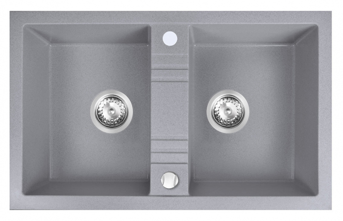Set Chiuveta bucatarie Ferro Mezzo II 2 Cuve 78x48 cm GRI si Baterie Flexibila Gri ER-YX208G [2]