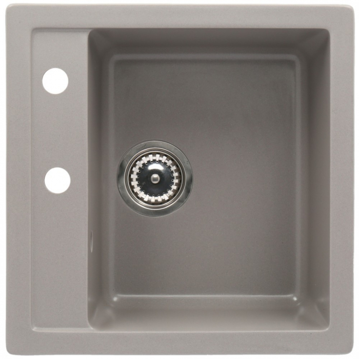 Set chiuveta bucatarie granit CASA BLANCA QUADRO cu 1 cuva 48x48cm GRI +baterie GREY4H [2]