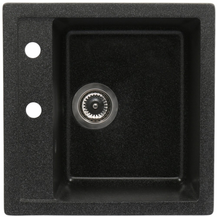 Set chiuveta bucatarie granit CASA BLANCA QUADRO cu 1 cuva  48x48cm NEAGRA+baterie BFX4A-N [2]