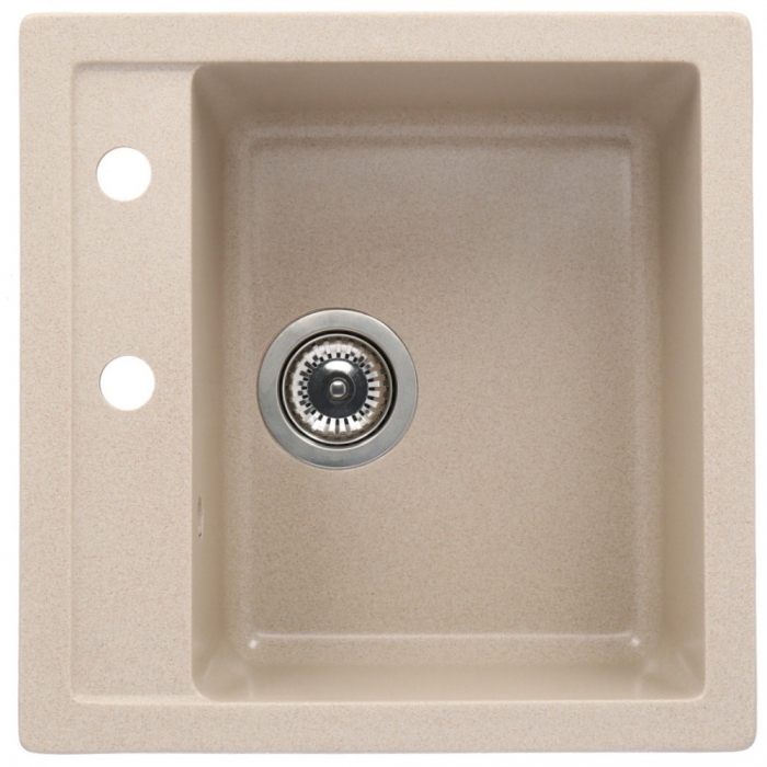 Set chiuveta bucatarie granit CASA BLANCA QUADRO cu 1 cuva 48x48cm NISIP+baterie SAND4H [2]