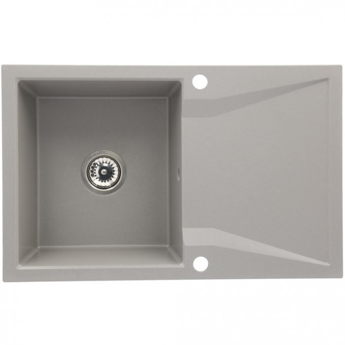 Set chiuveta bucatarie granit CASABLANCA NERA cu 1 cuva si picurator 79x50cm GRI+ baterie GREY4H [2]