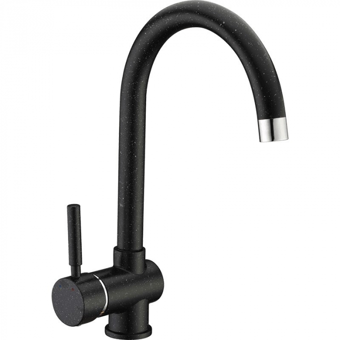 Set chiuveta bucatarie granit CASABLANCA NERA cu 1 cuva si picurator 79x50cm  NEAGRA+ baterie BLACK4H [4]